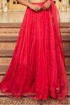 Supria Munjal_Pink Pure Organza And Chanderi Nakshi, Sequin & Pearl Square Neck Lehenga Set _Online_at_Aza_Fashions
