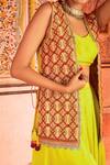 Buy_Supria Munjal_Green Chanderi And Satin Georgette Thread & Sequin V Neck Jacket & Palazzo Set _Online_at_Aza_Fashions