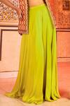 Shop_Supria Munjal_Green Chanderi And Satin Georgette Thread & Sequin V Neck Jacket & Palazzo Set _Online_at_Aza_Fashions