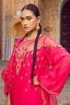 Shop_Supria Munjal_Pink Chanderi And Georgette, Pure Organza Beads & Cutdana, Kurta Sharara Set _at_Aza_Fashions