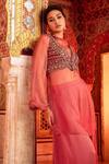 Supria Munjal_Purple Chanderi And Georgette, Pure Organza Beads & Cutdana, Mirror, & Palazzo Set _Online_at_Aza_Fashions