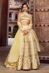 Buy_Supria Munjal_White Raw Silk And Pure Organza Embroidery Cord & Sequin Halter Bridal Lehenga Set _at_Aza_Fashions