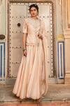 Buy_Supria Munjal_Pink Chanderi, Raw Silk And Pure Organza Sequin, Embroidered Jacket Lehenga Set_at_Aza_Fashions