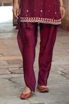 Buy_Supria Munjal_Purple Chanderi Embroidery Cording Round Short Jacket And Tulip Pant Set  _Online_at_Aza_Fashions