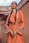 Buy_Supria Munjal_Orange Organza And Satin Georgette Embroidery Mirror Kurta Sharara Set _Online_at_Aza_Fashions