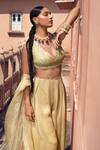 Buy_Supria Munjal_Beige Organza And Satin Georgette Embroidery Sequin & Blouse & Pant Set  _Online_at_Aza_Fashions