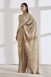 431-88 by Shweta Kapur_Gold Pre-draped Metallic Saree With Blouse_Online_at_Aza_Fashions