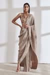 Buy_431-88 by Shweta Kapur_Silver Pre-draped Metallic Saree With Blouse_at_Aza_Fashions