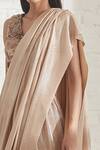 Buy_431-88 by Shweta Kapur_Beige Pre-draped Metallic Saree With Blouse_Online_at_Aza_Fashions