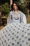 Buy_Seeaash_Blue Chiffon Printed Floral Notched Nazreen Short Kurta Sharara Set _Online_at_Aza_Fashions