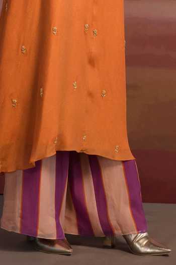 Women's Embroidered Viscose organza Kurti With Pant & Dupatta Set
