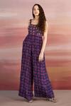 Buy_EASE_Purple Georgette Floral Scoop Neck Print Sleeveless Jumpsuit_at_Aza_Fashions