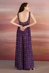 Shop_EASE_Purple Georgette Floral Scoop Neck Print Sleeveless Jumpsuit_at_Aza_Fashions