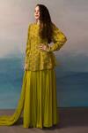 EASE Green , Viscose Organza, Pure Floral Embroidered Kurta Palazzo Set Online at Aza Fashions EASE_Green , Viscose Organza, Pure Floral Embroidered Kurta Palazzo Set _Online_at_Aza_Fashions