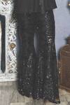 Shop_Inej_Black Rayon Flex Embroidered Bell Bottoms_at_Aza_Fashions