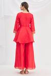 Shop_Samyukta Singhania_Red Short Peplum Kurta And Pant Set_at_Aza_Fashions