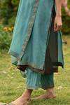 Shop_Priti Prashant_Blue Handwoven  Dupatta Mul Mandarin Collar Kurta Set _Online_at_Aza_Fashions