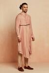 Seven_Pink Silk Draped Kurta_Online_at_Aza_Fashions