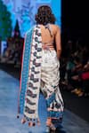 Shop_Limerick By Abirr N' Nanki_Off White Crepe Floral, Moroccan Sevilla Print Saree_at_Aza_Fashions