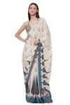 Buy_Limerick By Abirr N' Nanki_Off White Crepe Floral, Moroccan Sevilla Print Saree_Online_at_Aza_Fashions