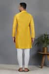 Shop_Eleven Brothers_Yellow Silk Embroidery Mirror Kurta Set _at_Aza_Fashions