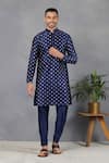 Buy_Eleven Brothers_Blue Silk Embroidery Mirror Kurta Set _at_Aza_Fashions