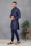 Eleven Brothers_Blue Silk Embroidery Mirror Kurta Set _Online_at_Aza_Fashions