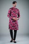 Eleven Brothers_Black Kurta Tussar  Pant Cotton Printed And Set _Online_at_Aza_Fashions