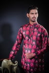 Shop_Eleven Brothers_Black Kurta Tussar  Pant Cotton Printed And Set _Online_at_Aza_Fashions