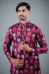 Eleven Brothers_Black Kurta Tussar  Pant Cotton Printed And Set _at_Aza_Fashions