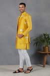 Eleven Brothers_Yellow Silk Embroidery Mirror Qurbot Bundi And Kurta Set _Online_at_Aza_Fashions