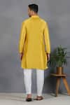 Shop_Eleven Brothers_Yellow Silk Embroidery Mirror Qurbot Kurta Set _at_Aza_Fashions