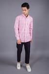 Buy_Eleven Brothers_Pink Cotton Twill Checkered Shirt _at_Aza_Fashions