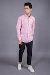 Eleven Brothers_Pink Cotton Twill Checkered Shirt _Online_at_Aza_Fashions