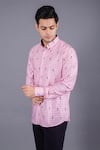 Buy_Eleven Brothers_Pink Cotton Twill Checkered Shirt _Online_at_Aza_Fashions