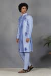 Eleven Brothers_Blue Silk Embroidery Mirror Sukoon Kurta Set _Online_at_Aza_Fashions