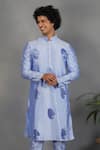 Shop_Eleven Brothers_Blue Silk Embroidery Mirror Sukoon Kurta Set _Online_at_Aza_Fashions