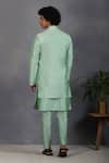 Shop_Eleven Brothers_Green Silk Embroidery Mirror Tabir Bundi And Kurta Set _at_Aza_Fashions