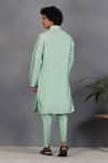 Shop_Eleven Brothers_Green Silk Embroidery Mirror Tabir Bird Kurta Set _at_Aza_Fashions