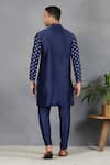 Shop_Eleven Brothers_Blue Silk Embroidery Mirror Ruh Elephant Kurta Set _at_Aza_Fashions