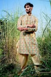 Buy_Eleven Brothers_Green Kurta Mulberry  Pant Cotton Printed And Set _at_Aza_Fashions