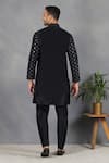 Shop_Eleven Brothers_Black Silk Embroidery Mirror Uns Kurta Set _at_Aza_Fashions