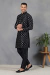 Eleven Brothers_Black Silk Embroidery Mirror Uns Kurta Set _Online_at_Aza_Fashions