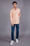 Buy_Eleven Brothers_Orange Cotton Twill Checkered Shirt_at_Aza_Fashions