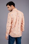 Shop_Eleven Brothers_Orange Cotton Twill Checkered Shirt_at_Aza_Fashions