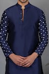 Shop_Eleven Brothers_Blue Silk Embroidery Mirror Sleeve Kurta Set _at_Aza_Fashions