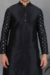 Buy_Eleven Brothers_Black Silk Embroidery Mirror Siyah Aasteen Kurta Set _Online_at_Aza_Fashions