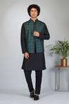 Buy_Eleven Brothers_Black Arctic Night Print Bundi And Kurta Set_at_Aza_Fashions