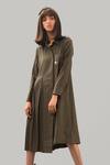 Buy_Chillosophy_Brown European Crepe Straight Collar Anti-fit Shirt Dress _at_Aza_Fashions