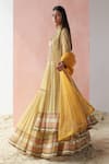 Surbhi Gupta_Green Lehenga Georgette Blouse Cotton Silk Dupatta Organza Printed And Set _Online_at_Aza_Fashions